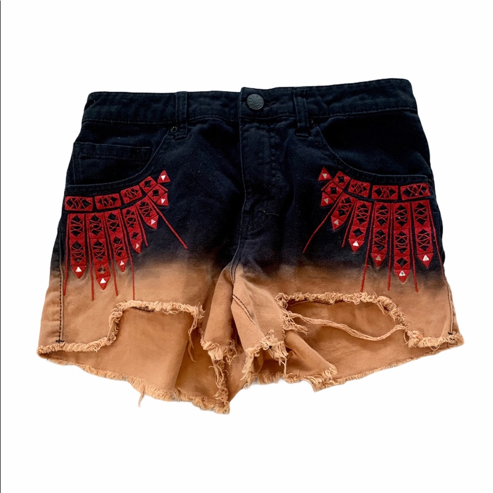 BDG Freja Vintage Fit Cut Off Ombre’ Navy and Burnt Orange Shorts Sz 27